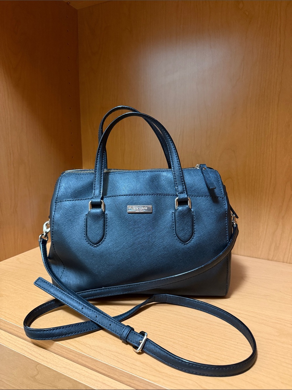 kate spade Navy Saffiano Satchel with Crossbody Strap